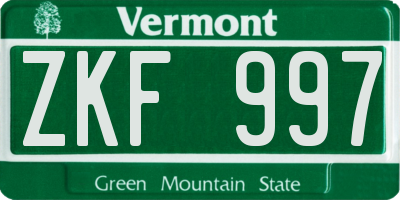 VT license plate ZKF997