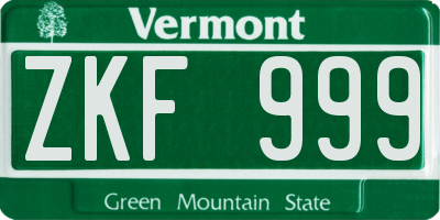 VT license plate ZKF999
