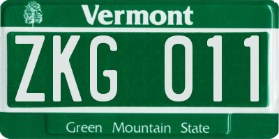 VT license plate ZKG011