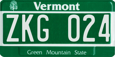 VT license plate ZKG024