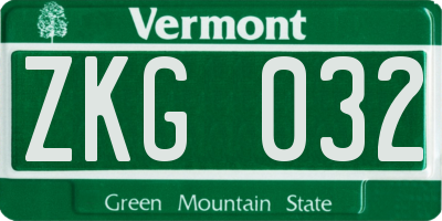 VT license plate ZKG032