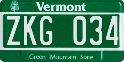 VT license plate ZKG034