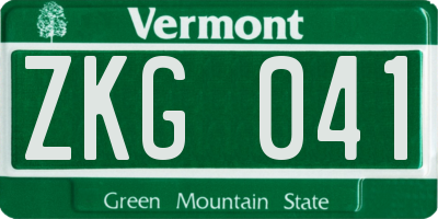 VT license plate ZKG041