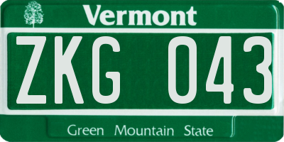 VT license plate ZKG043