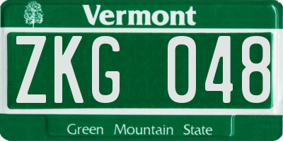 VT license plate ZKG048