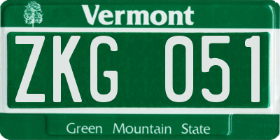 VT license plate ZKG051