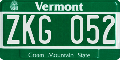 VT license plate ZKG052