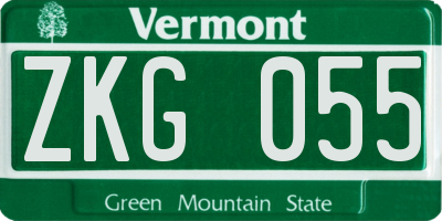 VT license plate ZKG055