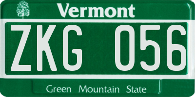 VT license plate ZKG056