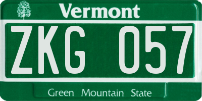 VT license plate ZKG057