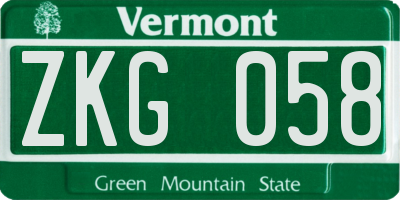 VT license plate ZKG058