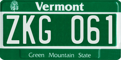 VT license plate ZKG061