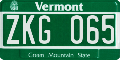 VT license plate ZKG065