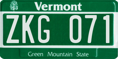VT license plate ZKG071