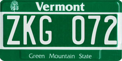 VT license plate ZKG072