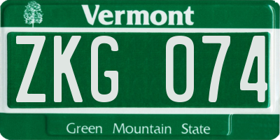 VT license plate ZKG074