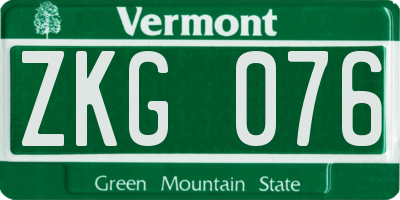VT license plate ZKG076