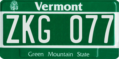 VT license plate ZKG077