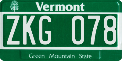 VT license plate ZKG078