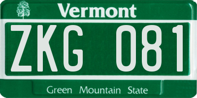 VT license plate ZKG081