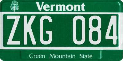 VT license plate ZKG084