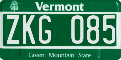 VT license plate ZKG085