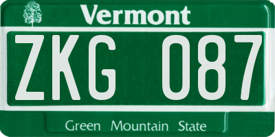 VT license plate ZKG087