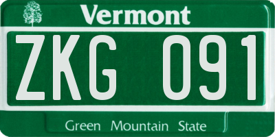 VT license plate ZKG091
