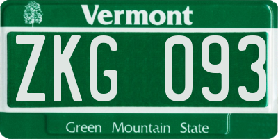 VT license plate ZKG093