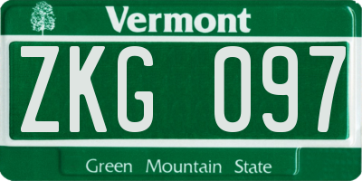 VT license plate ZKG097