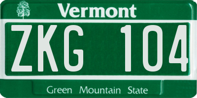VT license plate ZKG104