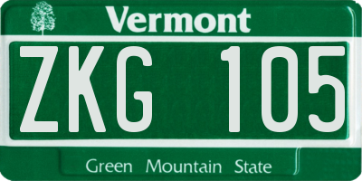 VT license plate ZKG105