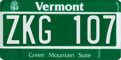 VT license plate ZKG107