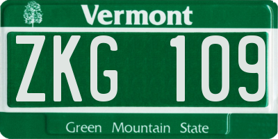 VT license plate ZKG109