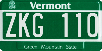 VT license plate ZKG110