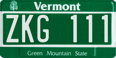 VT license plate ZKG111