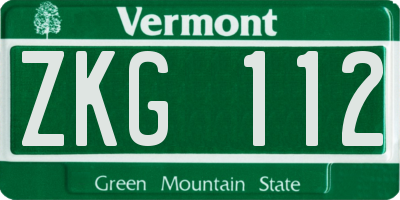 VT license plate ZKG112