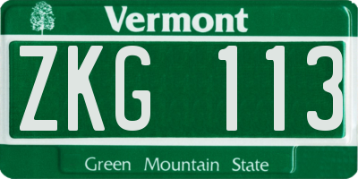 VT license plate ZKG113