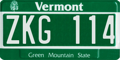 VT license plate ZKG114