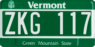 VT license plate ZKG117
