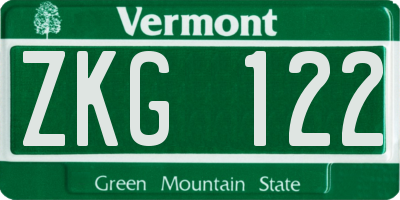VT license plate ZKG122