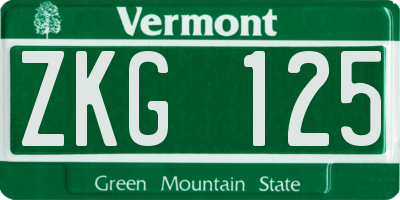 VT license plate ZKG125