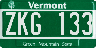 VT license plate ZKG133