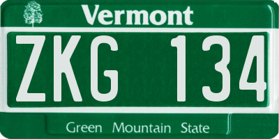 VT license plate ZKG134