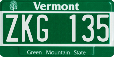 VT license plate ZKG135