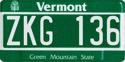 VT license plate ZKG136