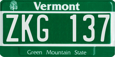 VT license plate ZKG137