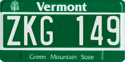 VT license plate ZKG149