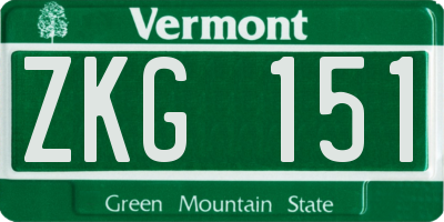 VT license plate ZKG151