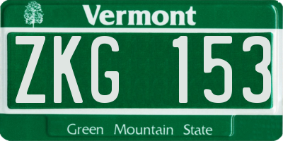 VT license plate ZKG153